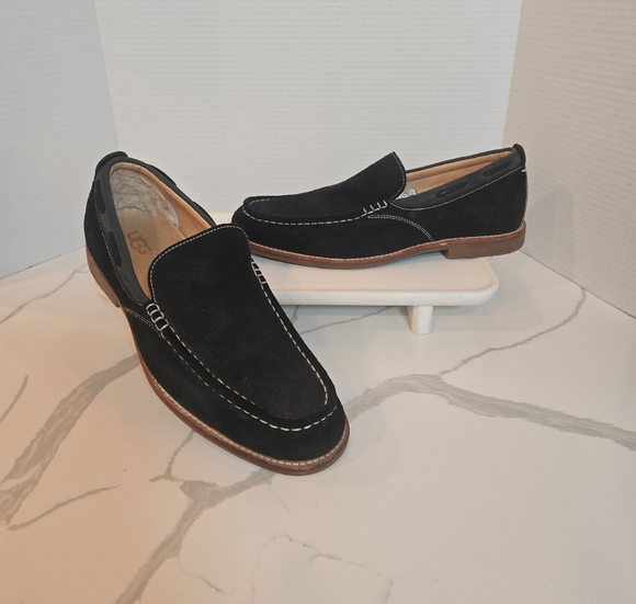 UGG Mens Bel-Air Venetian Black Suede Slip On Loafers Mens Size 10 - Picture 1 of 12